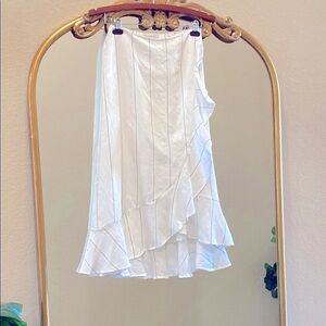 Cupcake and Cashmere Asymmetrical Faux Wrap White Striped Ruffle Skirt Size S